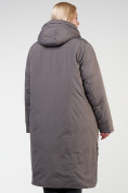 Оптом Куртка зимняя удлиненная женская коричневого цвета 114-935_48K, фото 4