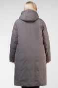 Оптом Куртка зимняя удлиненная женская коричневого цвета 114-935_48K в Самаре, фото 5