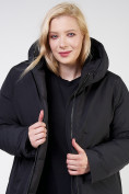 Оптом Куртка зимняя удлиненная женская черного цвета 114-935_701Ch в Казани, фото 7