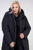 Оптом Куртка зимняя удлиненная женская черного цвета 114-935_701Ch в Екатеринбурге, фото 8