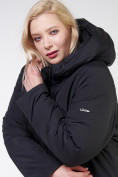 Оптом Куртка зимняя удлиненная женская черного цвета 114-935_701Ch в Самаре, фото 9
