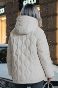 Оптом Куртка женская демисезонная с капюшоном бежевого цвета 1140B, фото 3