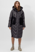 Оптом Пальто утепленное женское зимние черного цвета 11608Ch в Екатеринбурге