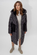 Оптом Пальто утепленное женское зимние черного цвета 11608Ch в Екатеринбурге, фото 9