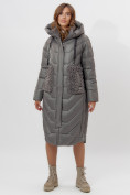 Оптом Пальто утепленное женское зимние серого цвета 11608Sr в Екатеринбурге