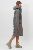 Оптом Пальто утепленное женское зимние серого цвета 11608Sr в Екатеринбурге, фото 3