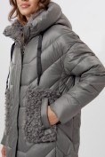 Оптом Пальто утепленное женское зимние серого цвета 11608Sr в Екатеринбурге, фото 16