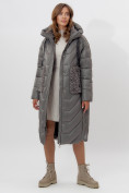 Оптом Пальто утепленное женское зимние серого цвета 11608Sr в Екатеринбурге, фото 8