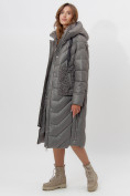 Оптом Пальто утепленное женское зимние серого цвета 11608Sr в Екатеринбурге, фото 9