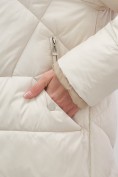 Оптом Куртка женская зимняя с капюшоном большого размера бежевого цвета 1170B, фото 7