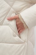 Оптом Куртка женская зимняя с капюшоном большого размера бежевого цвета 1170B, фото 8