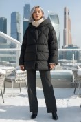 Оптом Куртка женская зимняя с капюшоном большого размера черного цвета 1170Ch, фото 4
