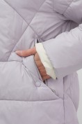 Оптом Куртка женская зимняя с капюшоном большого размера фиолетового цвета 1170F, фото 4