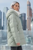 Оптом Куртка женская зимняя с капюшоном большого размера зеленого цвета 1170Z, фото 3