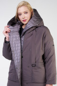 Оптом Куртка зимняя женская классическая  коричневого цвета 118-931_36K, фото 7