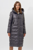 Оптом Пальто утепленное женское зимние темно-серого цвета 11816TC в Екатеринбурге, фото 11