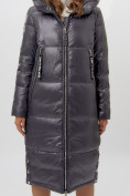 Оптом Пальто утепленное женское зимние темно-серого цвета 11816TC в Екатеринбурге, фото 12