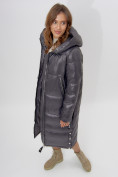 Оптом Пальто утепленное женское зимние темно-серого цвета 11816TC в Екатеринбурге, фото 5