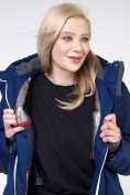 Оптом Куртка горнолыжная женская большого размера темно-синего цвета 11982TS, фото 8
