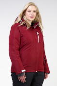 Оптом Куртка горнолыжная женская большого размера бордового цвета 11982Bo в Нижнем Новгороде, фото 2