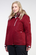 Оптом Куртка горнолыжная женская большого размера бордового цвета 11982Bo в Санкт-Петербурге, фото 4