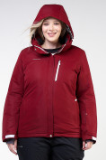 Оптом Куртка горнолыжная женская большого размера бордового цвета 11982Bo в Казани, фото 5