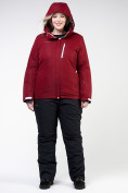 Оптом Костюм горнолыжный женский большого размера бордового цвета 011982Bo в Новосибирске
