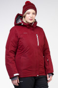 Оптом Куртка горнолыжная женская большого размера бордового цвета 11982Bo в  Красноярске, фото 6