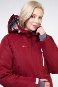 Оптом Куртка горнолыжная женская большого размера бордового цвета 11982Bo в Перми, фото 9