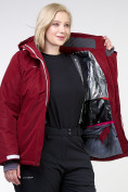 Оптом Куртка горнолыжная женская большого размера бордового цвета 11982Bo, фото 12