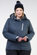 Оптом Куртка горнолыжная женская большого размера темно-серого цвета 11982TC в Волгоградке, фото 10