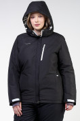 Оптом Куртка горнолыжная женская большого размера черного цвета 11982Ch в Перми, фото 5
