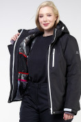 Оптом Куртка горнолыжная женская большого размера черного цвета 11982Ch в Перми, фото 10