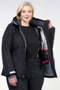 Оптом Куртка горнолыжная женская большого размера черного цвета 11982Ch в Санкт-Петербурге, фото 11