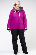 Оптом Костюм горнолыжный женский большого размера фиолетового цвета 011982F в Екатеринбурге, фото 2