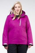 Оптом Куртка горнолыжная женская большого размера фиолетового цвета 11982F в Волгоградке, фото 3