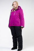 Оптом Костюм горнолыжный женский большого размера фиолетового цвета 011982F в Екатеринбурге, фото 3
