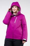 Оптом Костюм горнолыжный женский большого размера фиолетового цвета 011982F в Ростове-на-Дону, фото 6