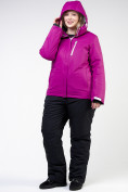 Оптом Костюм горнолыжный женский большого размера фиолетового цвета 011982F в Омске, фото 4