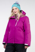 Оптом Куртка горнолыжная женская большого размера фиолетового цвета 11982F, фото 6