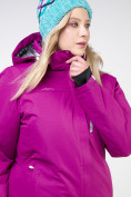 Оптом Куртка горнолыжная женская большого размера фиолетового цвета 11982F в Омске, фото 8