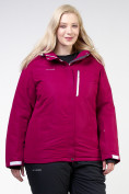 Оптом Куртка горнолыжная женская большого размера малинового цвета 11982M в Новосибирске, фото 2
