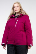 Оптом Куртка горнолыжная женская большого размера малинового цвета 11982M в Новосибирске, фото 3