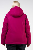 Оптом Куртка горнолыжная женская большого размера малинового цвета 11982M в Омске, фото 10