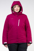Оптом Куртка горнолыжная женская большого размера малинового цвета 11982M в  Красноярске, фото 6