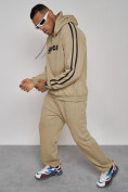 Оптом Спортивный костюм мужской трикотажный демисезонный бежевого цвета 120007B в Уфе, фото 18