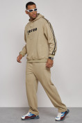 Оптом Спортивный костюм мужской трикотажный демисезонный бежевого цвета 120007B в Уфе, фото 2