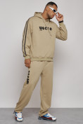 Оптом Спортивный костюм мужской трикотажный демисезонный бежевого цвета 120007B в Омске, фото 3
