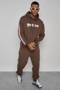Оптом Спортивный костюм мужской трикотажный демисезонный коричневого цвета 120007K в Перми, фото 13