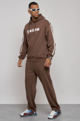 Оптом Спортивный костюм мужской трикотажный демисезонный коричневого цвета 120007K в Самаре, фото 2